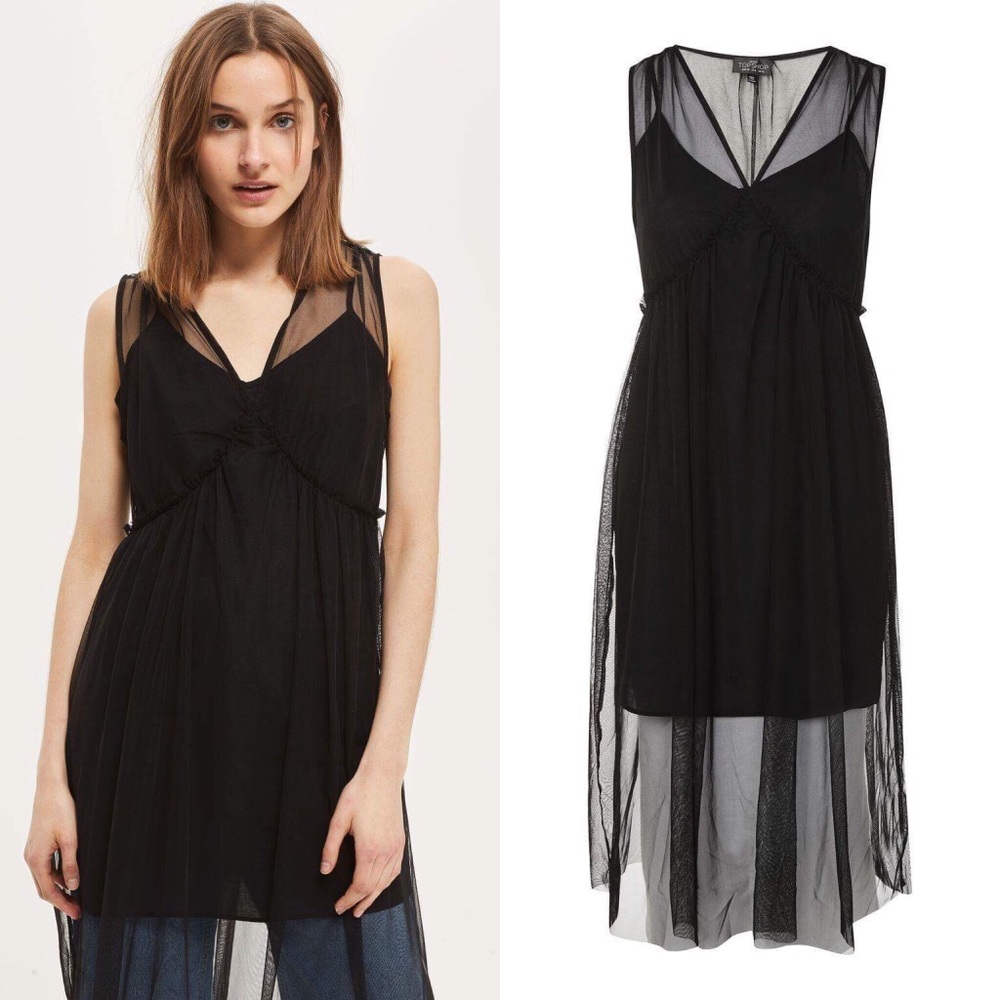 NWT Topshop Tulle Midi dress black